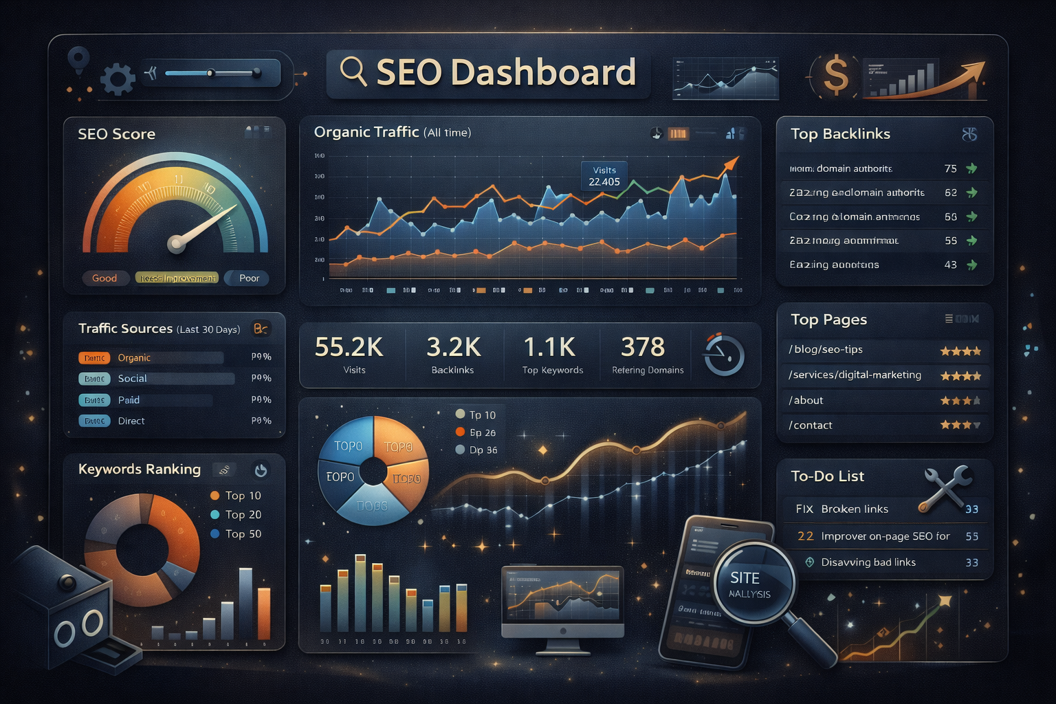 لوحة تحكم SEO